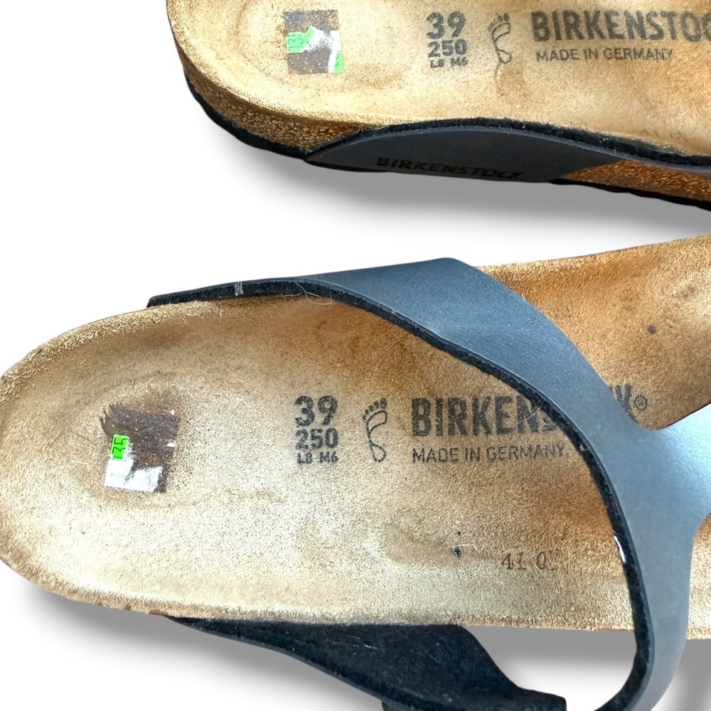 Birkenstock Gizeh Sandals Womens 39 8-8.5 Black Birko Flor Cork Footbed Thong - Picture 7 of 8